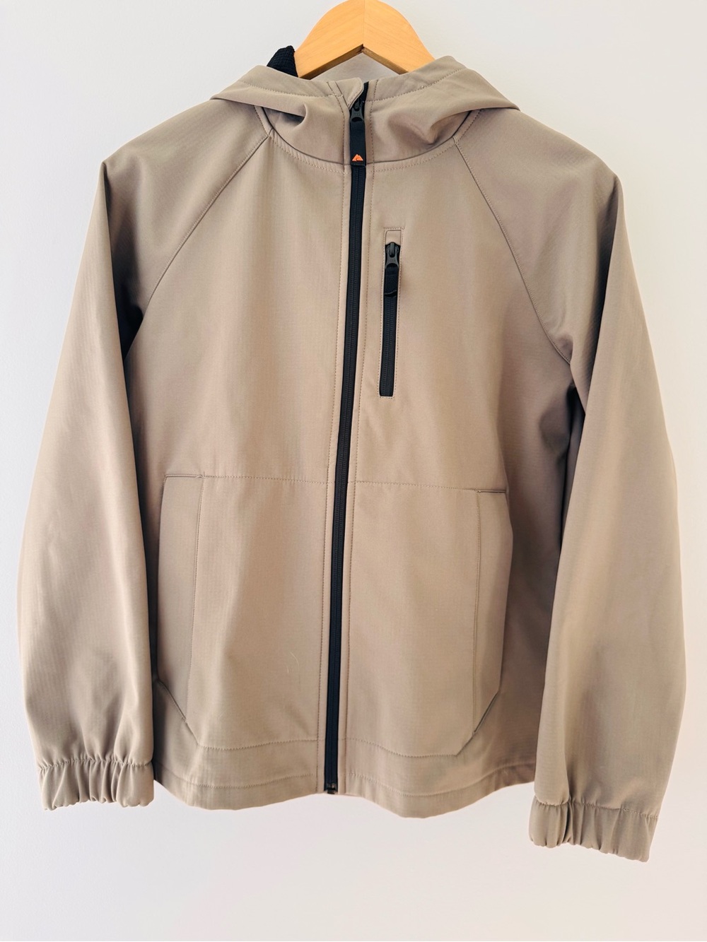NWOT Ozark Trail Girls XL 14-16 Tan Softshell Hooded Jacket Full Zip